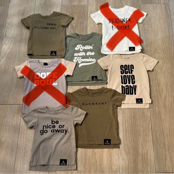 Stylish Kids Graphic T-Shirts Set - Green, Tan, Cream - Picture 1 of 4